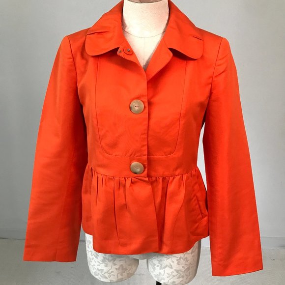 Magaschoni S Silk Cotton 365 Jacket Blazer Orange